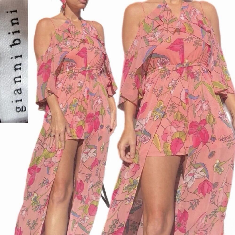 Gianni Bini Romantic Wedding Guest Ready Floral Blossom Maxi Airy Romper Size XS